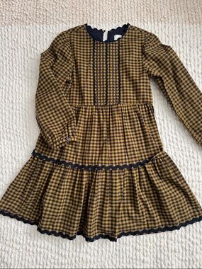 Zara Mustard and Black Gingham Long-Sleeve Dress